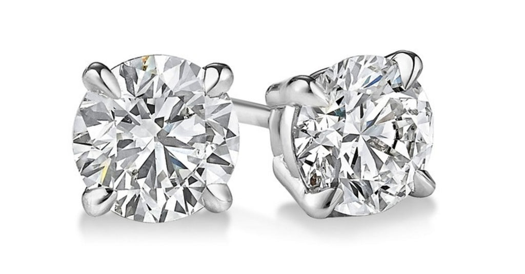 14kt White Gold 1.00ct TDW Round-Cut Diamond Solitaire Stud Earrings F99335