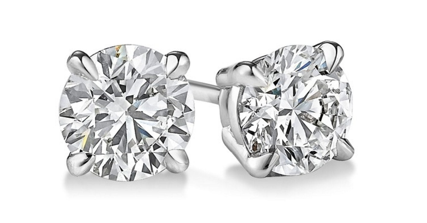 14kt White Gold 1.00ct TDW Round-Cut Diamond Solitaire Stud Earrings F99335
