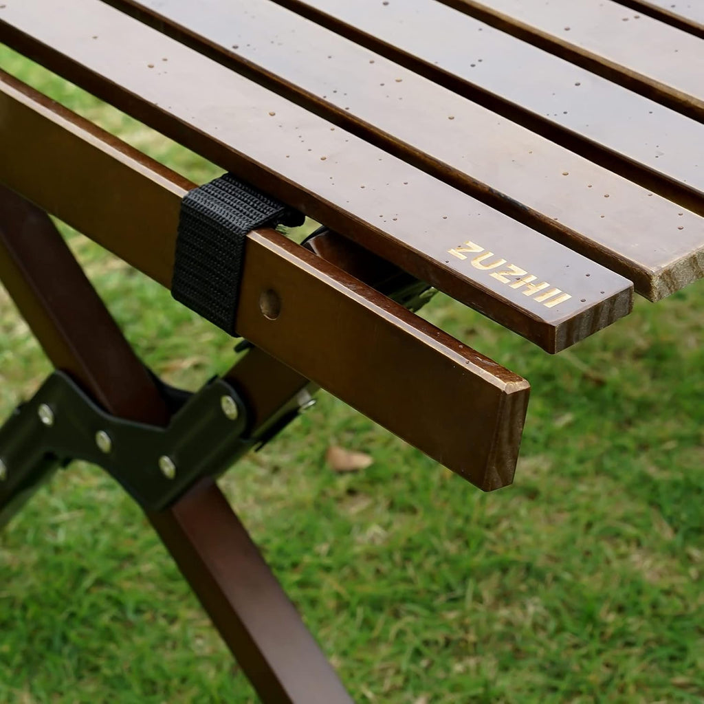 Portable Folding Wooden Camping Table with Carry Bag Q92271