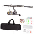 Telescopic Fishing Rod and Reel Combo Full Kit with 100M Fishing Line Lures Hooks Jig Head and Carrier Bag Case C452