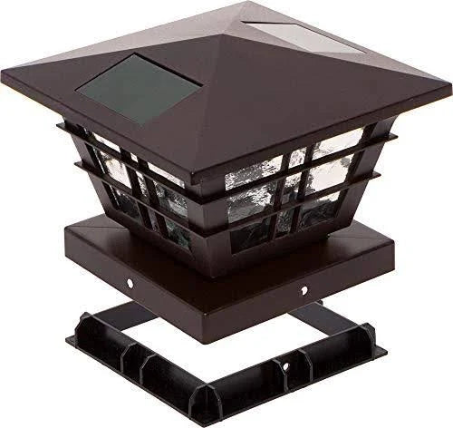 8 Pack 5x5 Solar Powered Post Cap Light with 4x4 Base Adapter (Brown) Q564