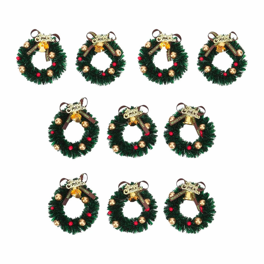 10Pcs Mini Wreaths Dollhouse Decorations Q96533