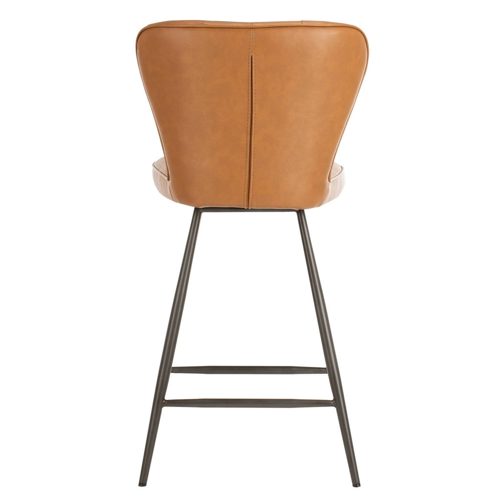 Camel Leather Tufted Swivel Counter Stool Set of 2 Z8254