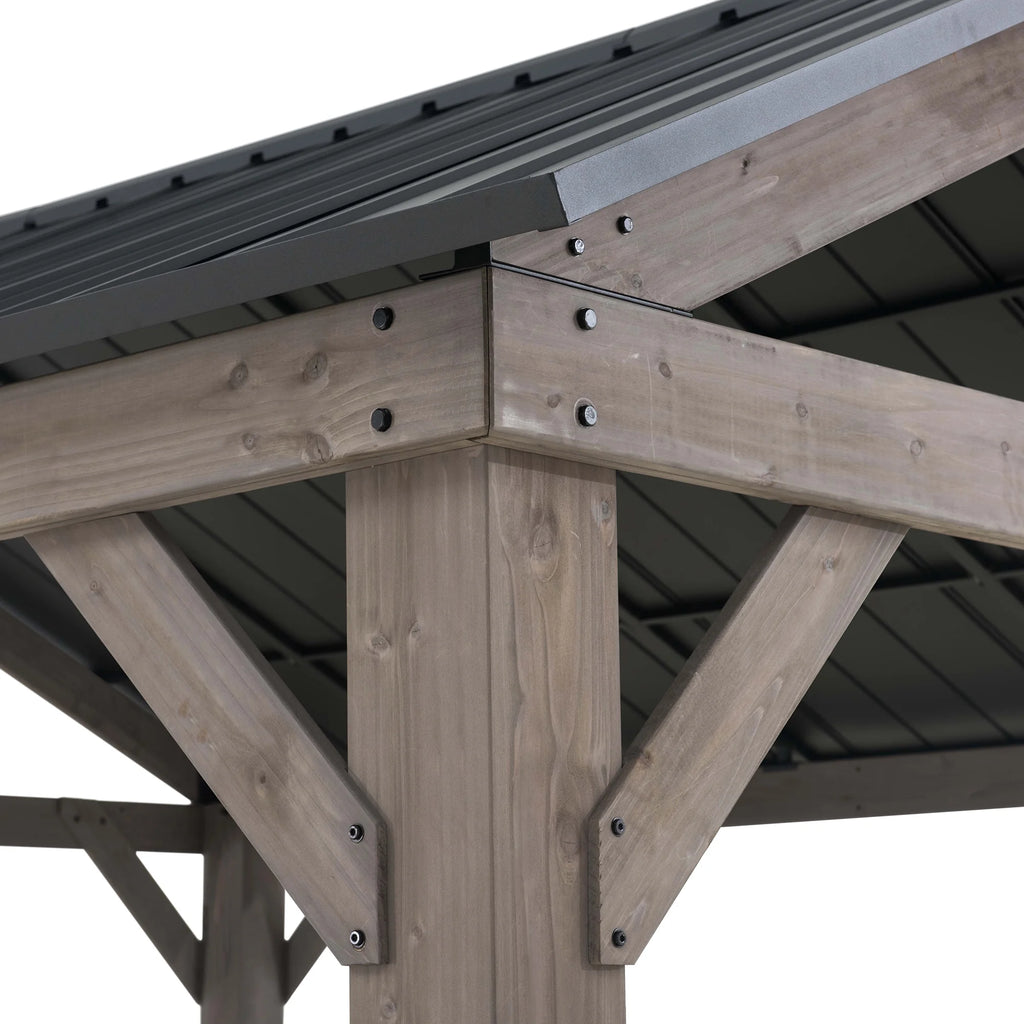 Cedar Framed Gazebo with Matte-Black Steel Gable Roof Hardtop V832707