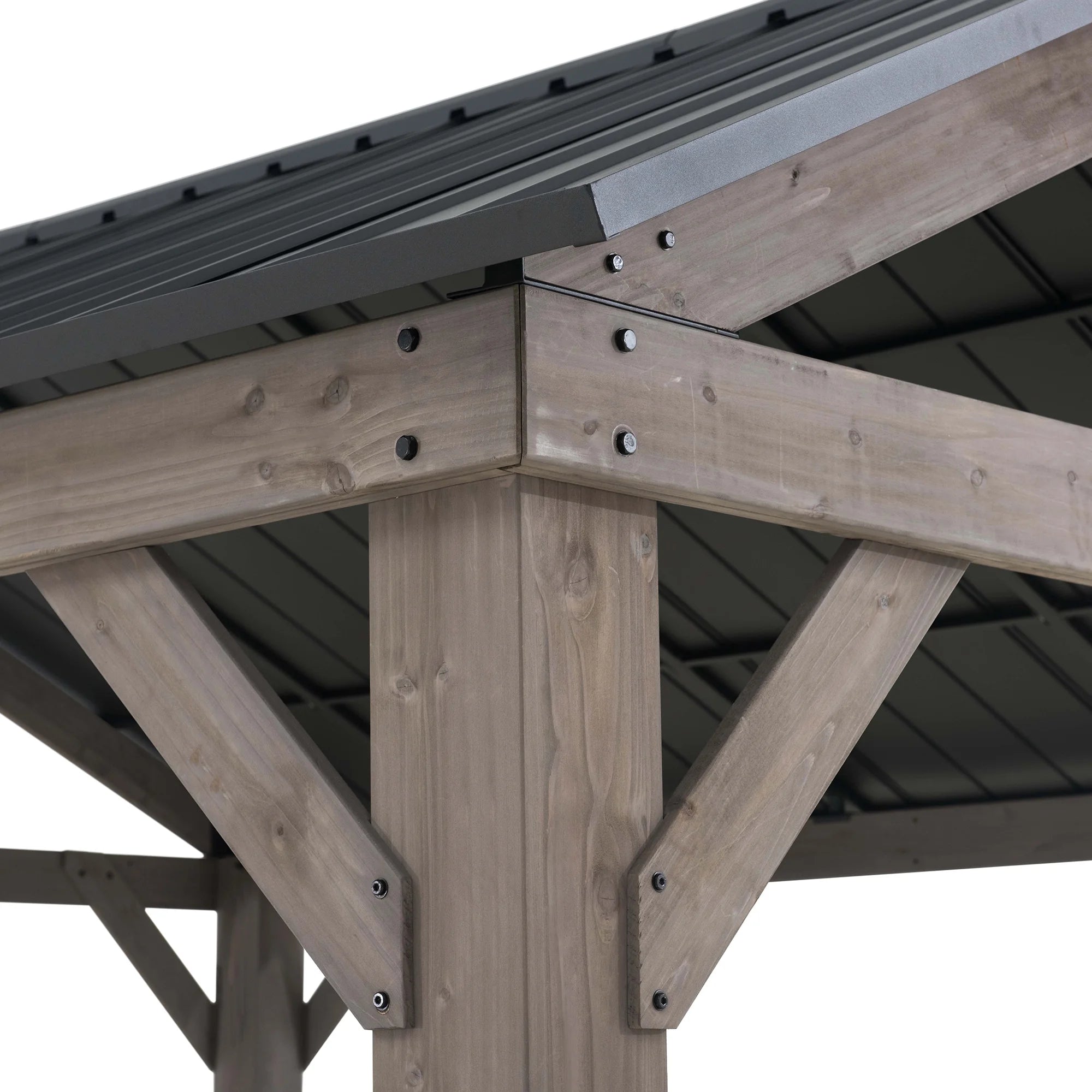 Cedar Framed Gazebo with Matte-Black Steel Gable Roof Hardtop V832707