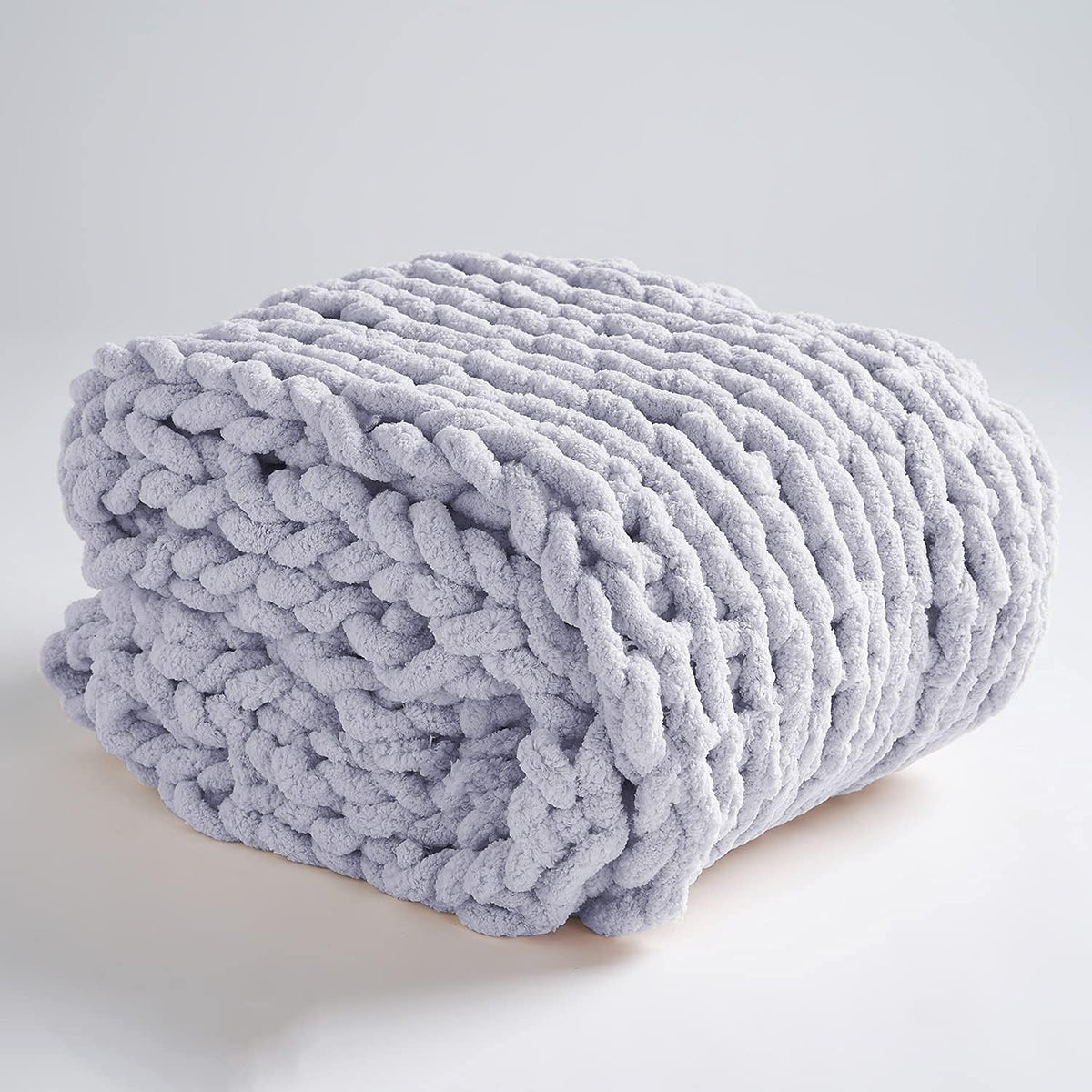Chunky Knit Chenille Throw Blanket Gray 40x40 V771673