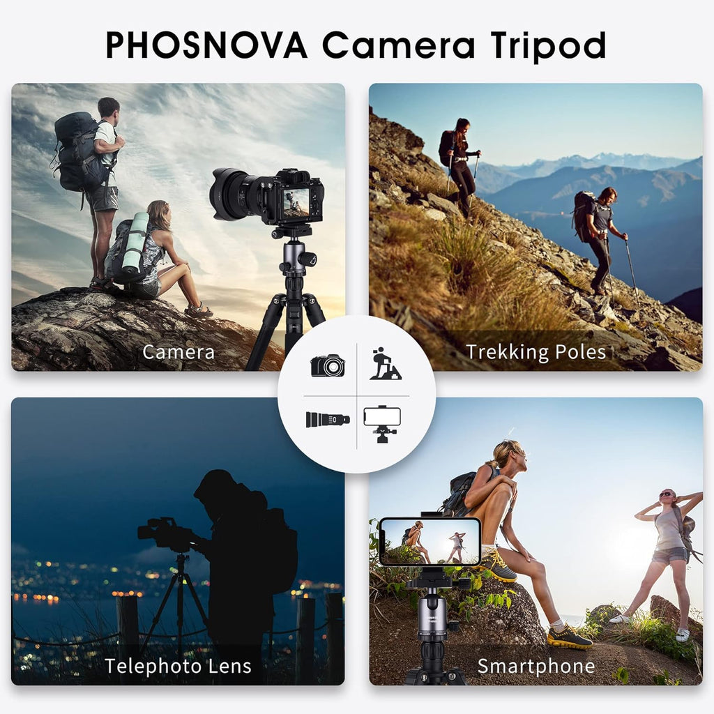 Compact Aluminum Camera Tripod 62 with 360 Degree Ball Head F352