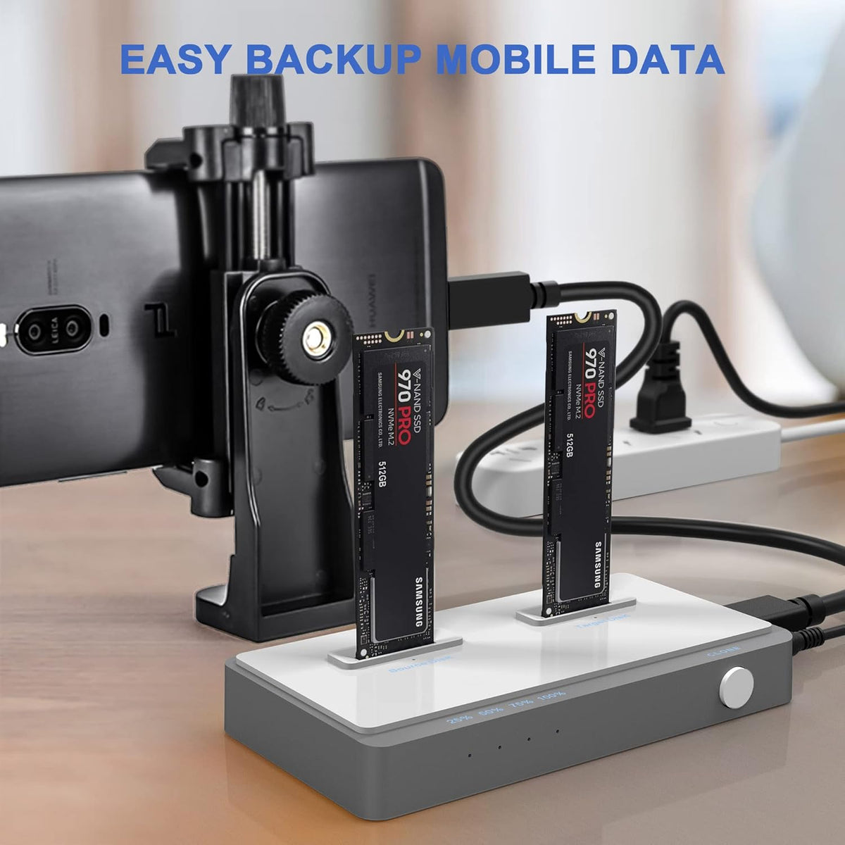 M.2 NVMe Dual-Bay Docking Station with Offline Clone Function Z8740