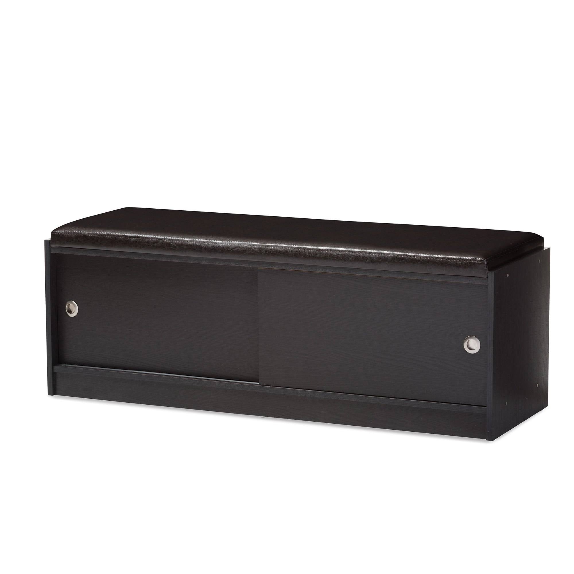 Dark Brown Wood Storage Bench Organizer U107233