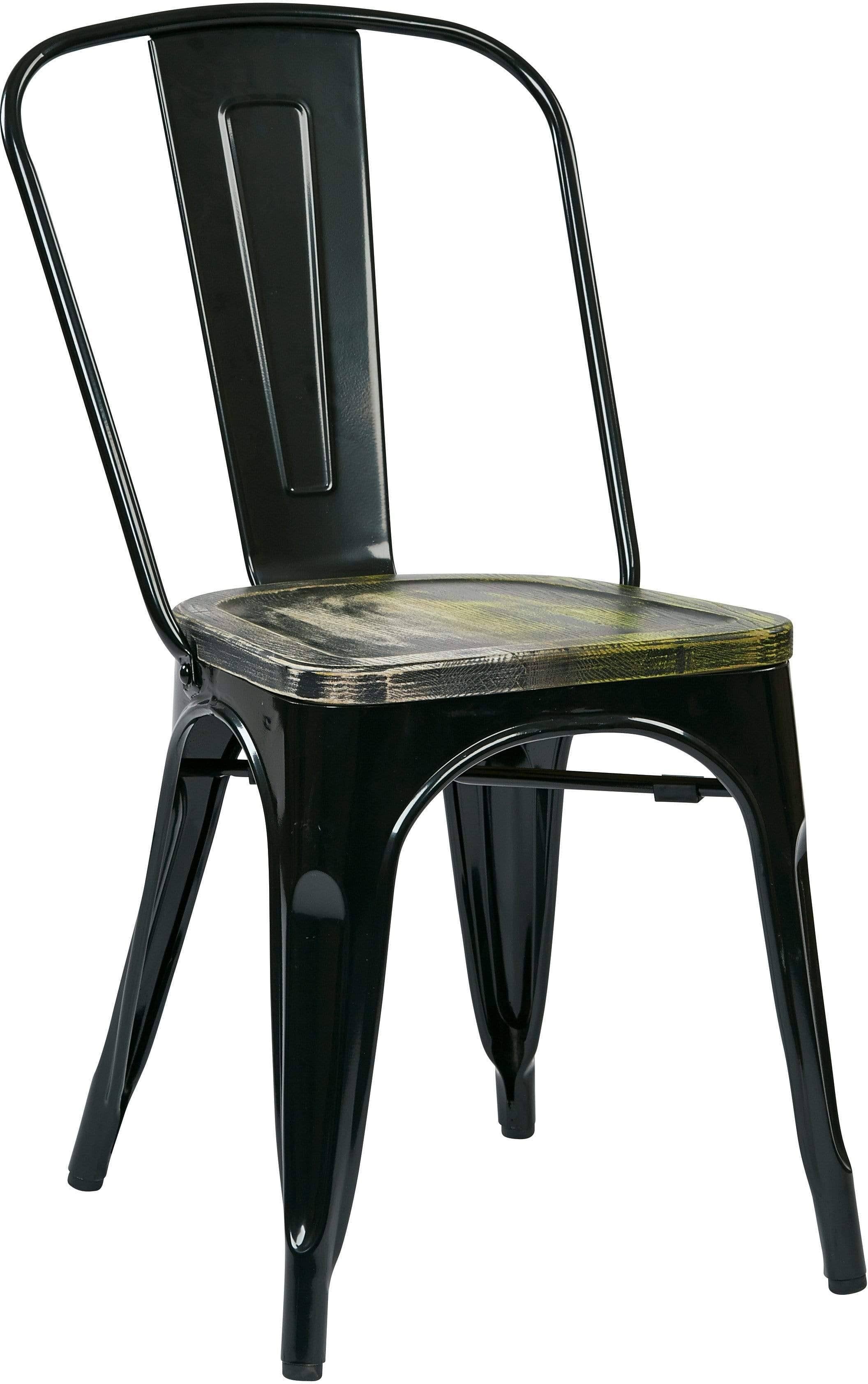 Black Metal Chair with Wood Seat - Set of 2 G91207