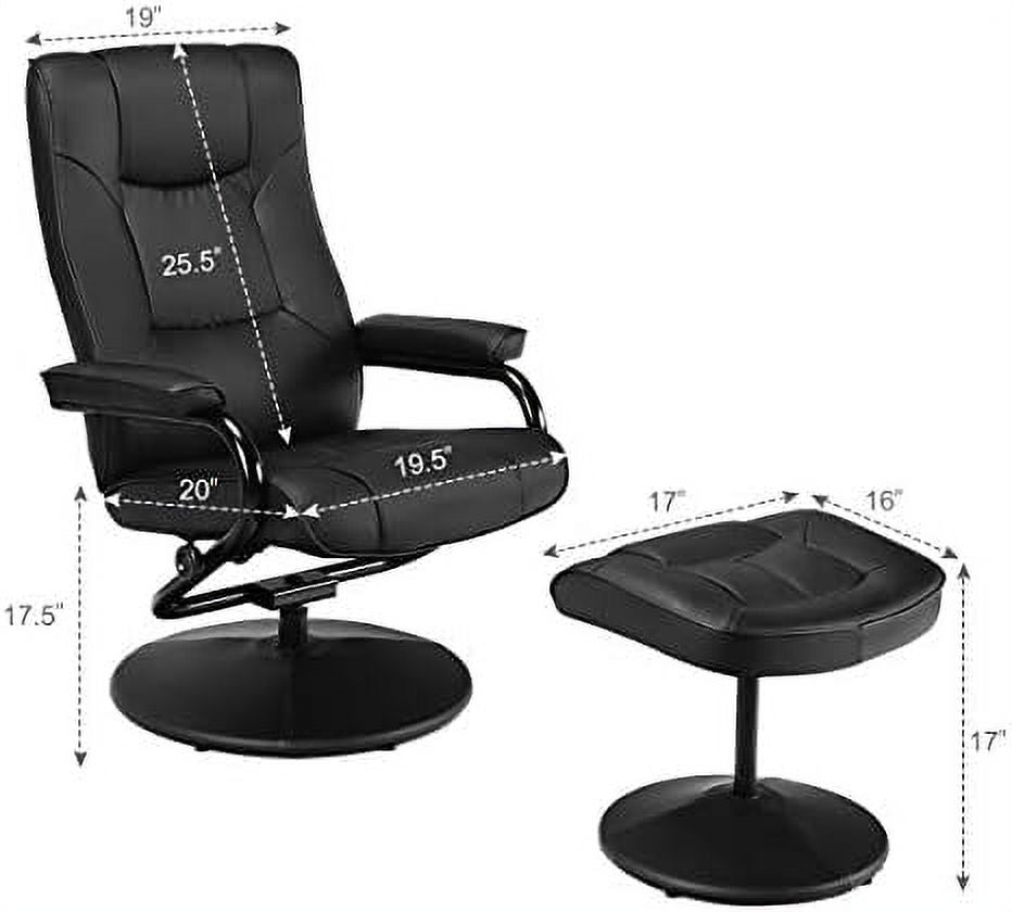 Black PU Leather Swivel Recliner Chair with Ottoman O961066