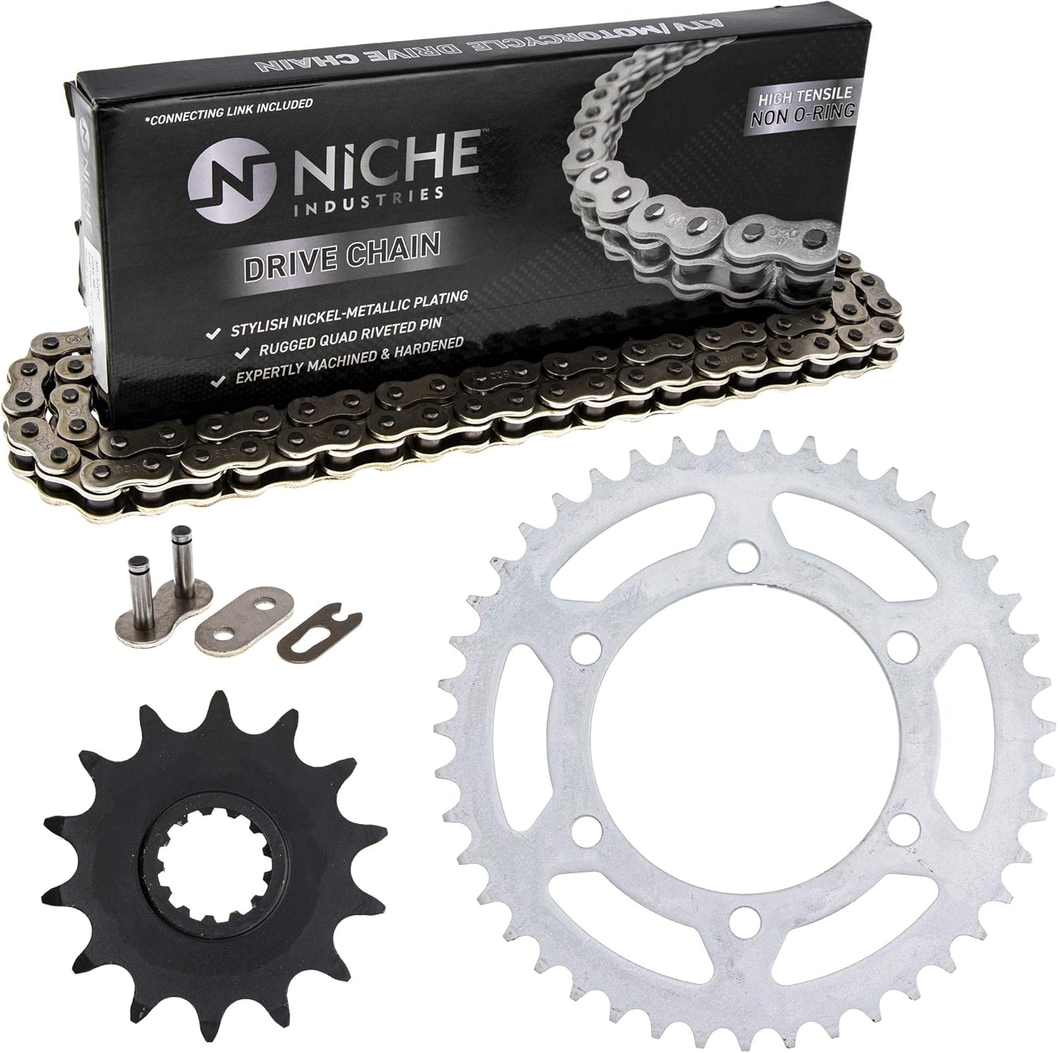 Drive Sprocket Chain Combo Front 14 Rear 43 Tooth 520NZ Standard 106 Links Pack of 2 K7700