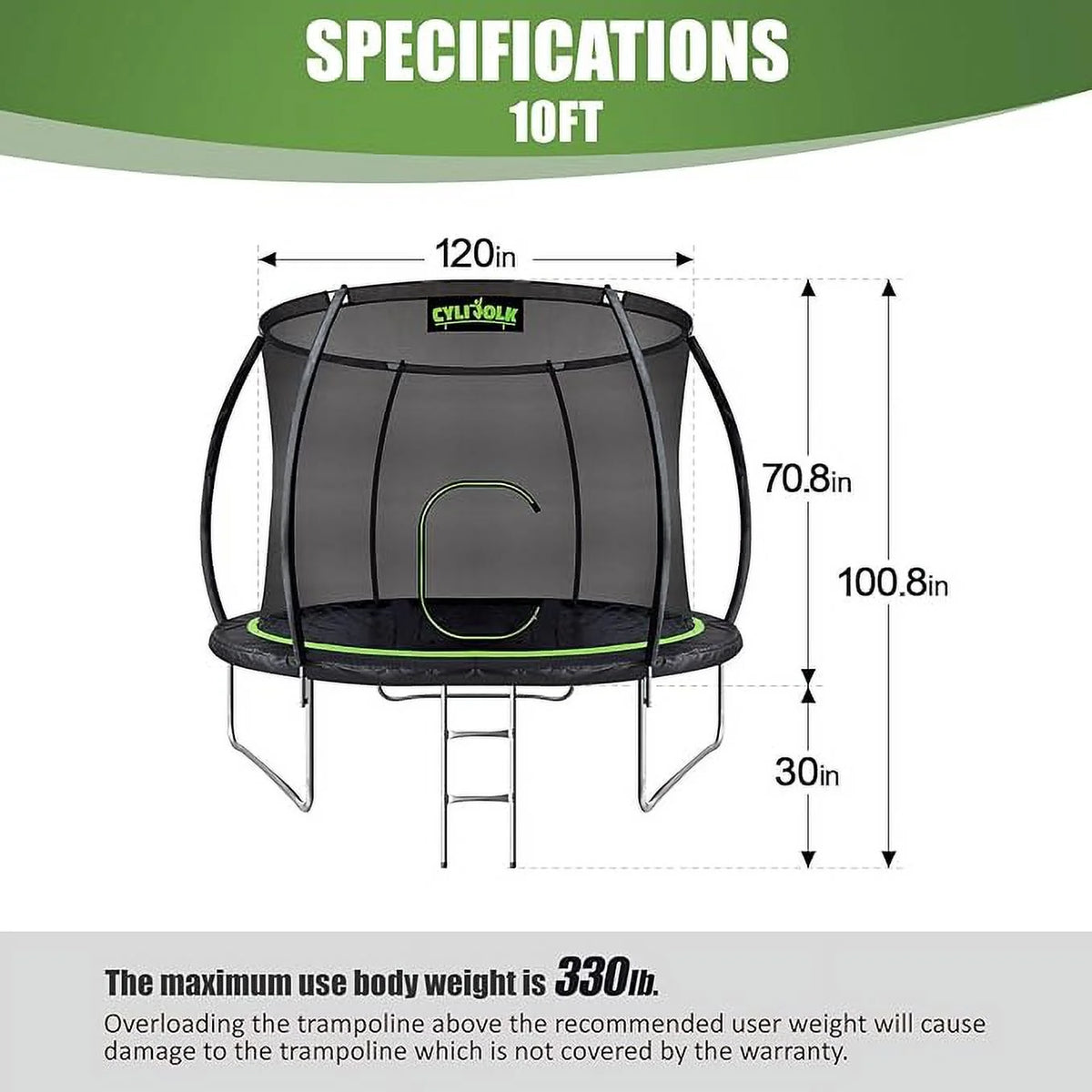 10FT Diameter Trampoline with Ladder I59862