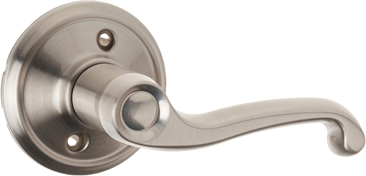 Satin Nickel Smart Deadbolt with Camelot Trim & Front Entry Handleset with Left Hand Lever J42540