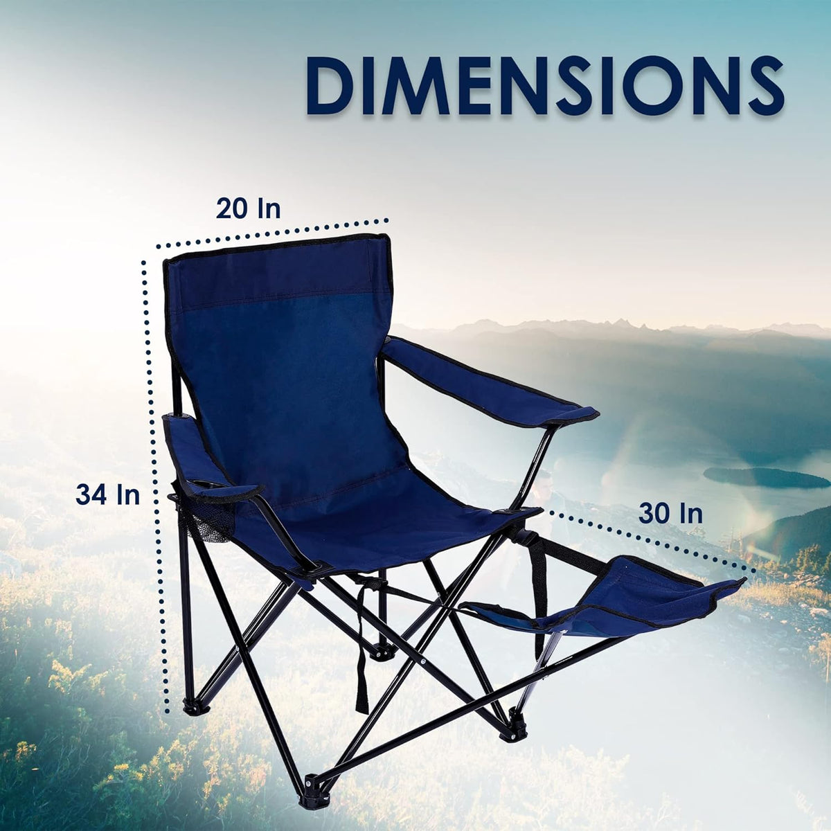 Portable Camping Chair with Footrest Mesh Folding Reclining Chair Steel Frame Padded Arm Chair Q93713