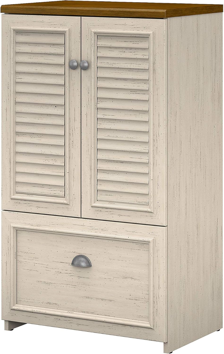 2 Door Storage Cabinet with File Drawer, Cape Cod Gray C45543