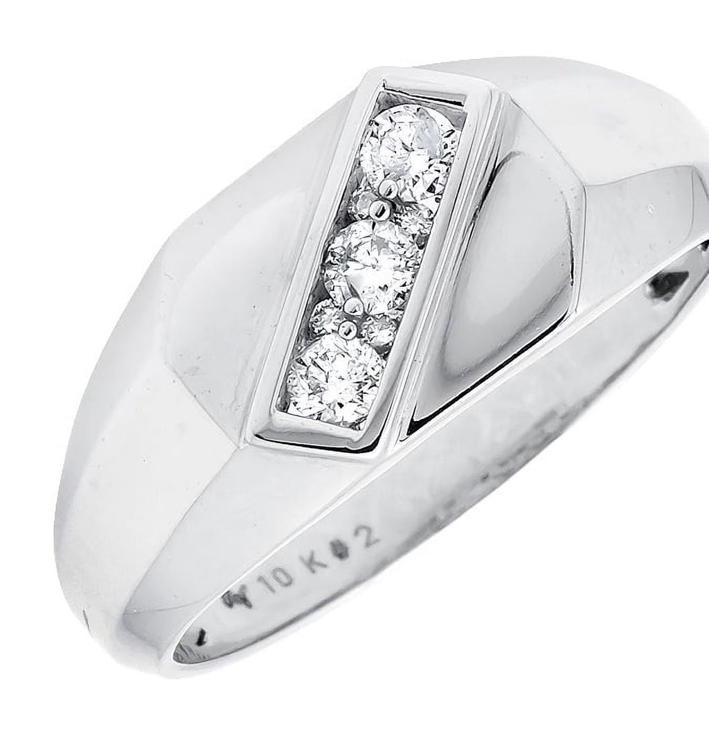 White Gold Genuine Diamond Pinky Ring Band A4808