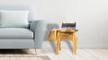 Hand Carved Wooden Elephant Side Table with Brass Accents H3906